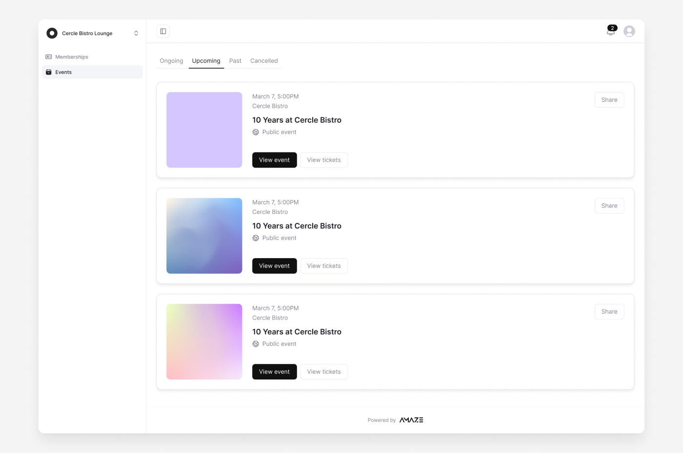 Amaze - Wallet view